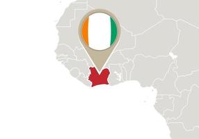 Ivory Coast on World map vector