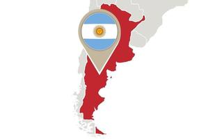 Argentina en el mapa del mundo vector