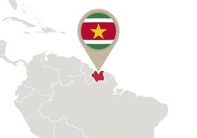 Suriname on World map vector