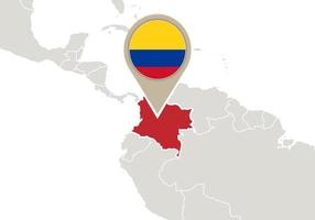 colombia en el mapa del mundo vector