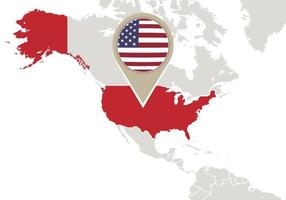 estados unidos en el mapa del mundo vector