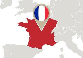 francia en el mapa de europa vector