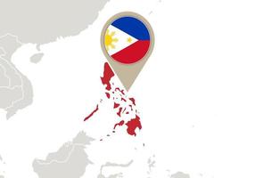 Philippines on World map vector