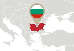 bulgaria en el mapa de europa vector