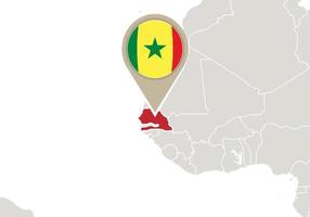 senegal en el mapa del mundo vector