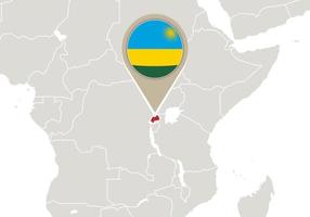 Ruanda en el mapa mundial vector