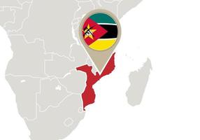 mozambique en el mapa del mundo vector