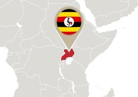 Uganda en el mapa mundial vector