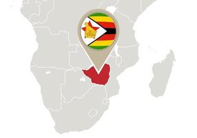 Zimbabwe on World map vector