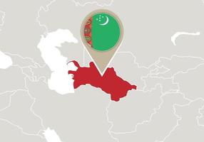 Turkmenistan on World map vector