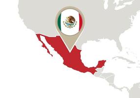Mexico on World map vector