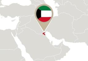 Kuwait en el mapa mundial vector