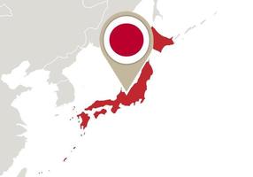 japón en el mapa del mundo vector