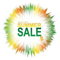 banner de venta de verano con salpicaduras de colores geométricos abstractos. vector