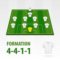 Football players lineups, formation 4-4-1-1. Soccer half stadium. vector