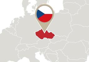 Czech Republic on Europe map vector