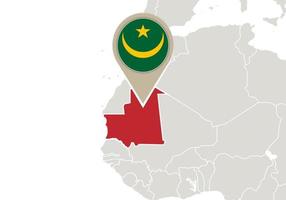 mauritania en el mapa del mundo vector