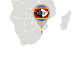 Swaziland on World map vector