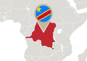 República Democrática del Congo en el mapa mundial vector