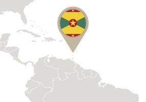 Grenada on World map vector