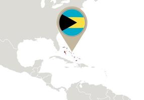 The Bahamas on World map vector