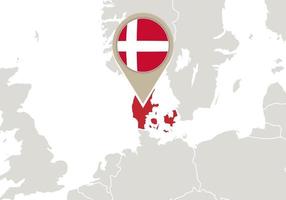 Denmark on Europe map vector