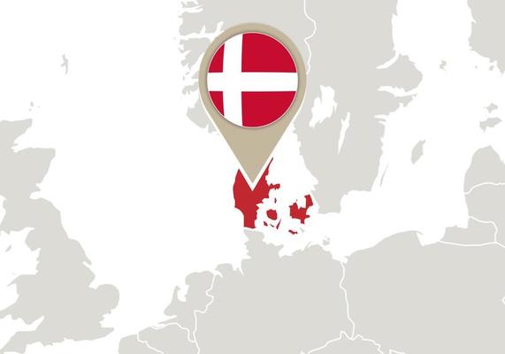 Denmark on Europe map