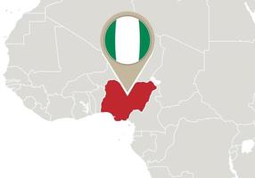 nigeria en el mapa del mundo vector