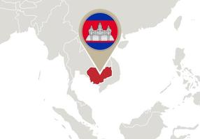 Cambodia on World map vector