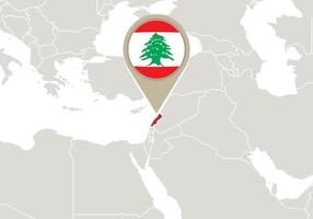 líbano en el mapa del mundo vector