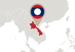 Laos en el mapa del mundo vector