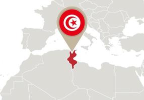 Tunisia on World map vector