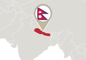 Nepal en el mapa del mundo vector