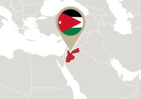 Jordania en el mapa del mundo vector