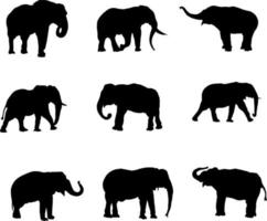 Elephant silhouette collection vector