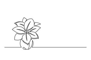 Continuous line drawing of a flower in a pot vector