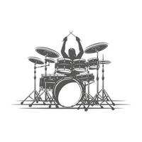 Drummer plays percussion instruments vector