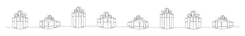 Gift boxes set continuous line vector