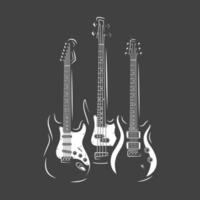 tres guitarras aisladas en un fondo blanco vector