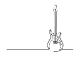 Continuous one line drawing of a guitar vector