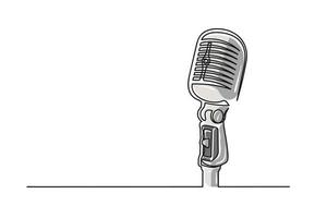 Continuous one line drawing of a microphone vector