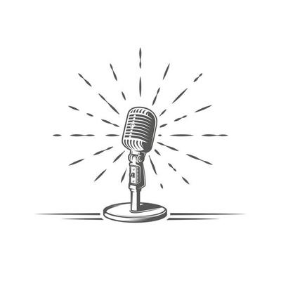 Microphone is depicted on a background of firework