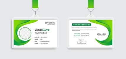 diseño de plantilla de tarjeta de identificación verde profesional vector