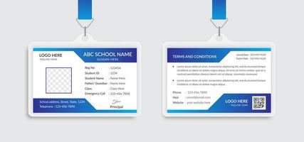 Blue school id card template design vector