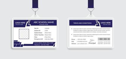 School and college horizontal id card template design vector