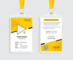 Unique yellow id card template design vector