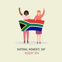 día nacional de la mujer de sudáfrica el 9 de agosto. ilustración vectorial las mujeres traen la bandera de sudáfrica. vector