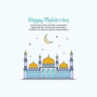 ilustración vectorial de feliz nuevo año hijri 1443. feliz año nuevo islámico. diseño gráfico para la decoración de certificados de regalo, pancartas y folletos. vector