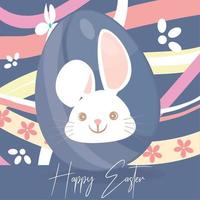 Cute easter egg decorated with a bunny Happy easter card Vector