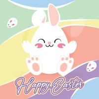 Happy bunny cartoon kawaii Easter egg Happy easter card Vector